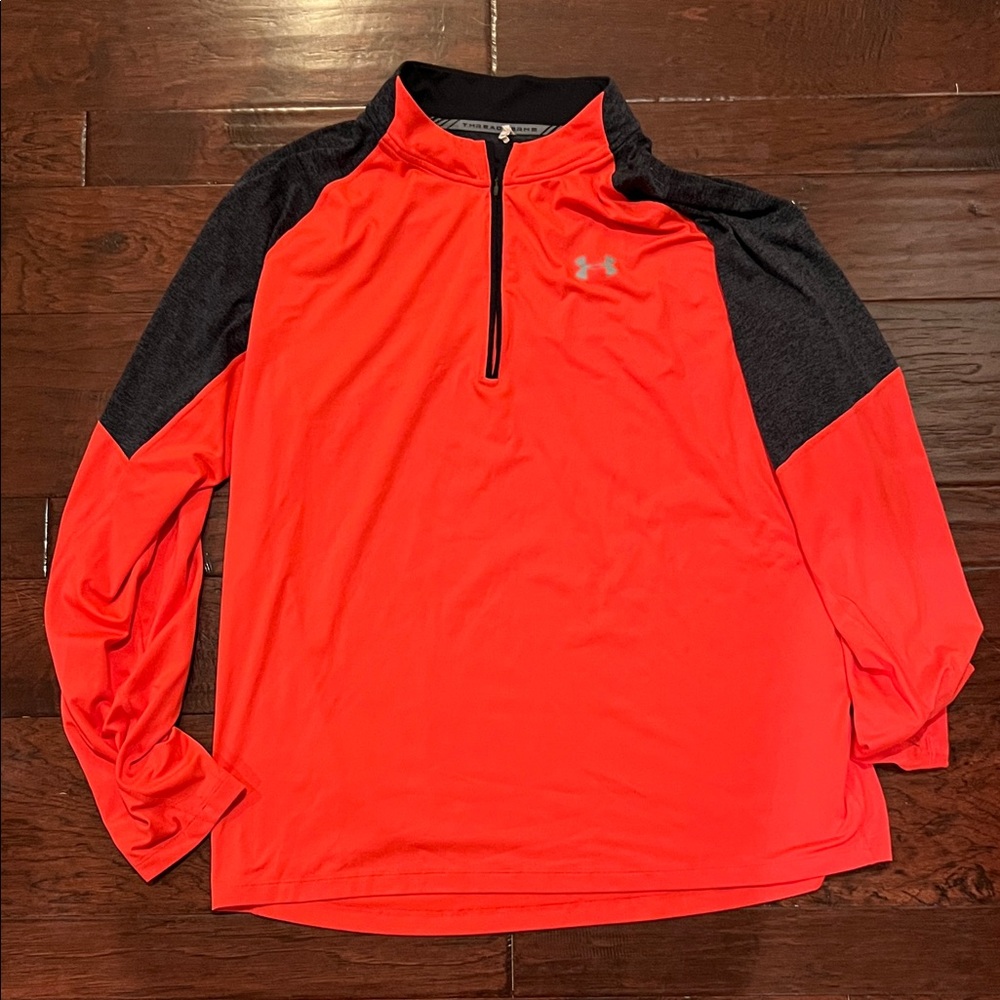Under Armour Bright Red and Black Quarter Zip Shirt
